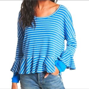 We the free peplum striped long sleeve top